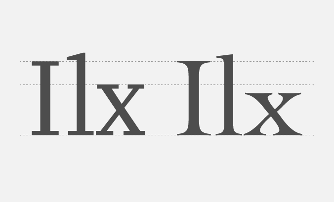 The relative vertical proportions of two typefaces