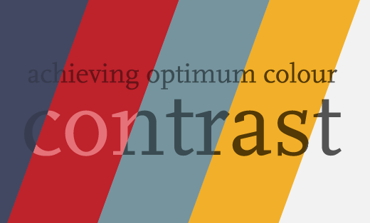 'Achieving optimum colour contrast' written with increasing contrast to the background