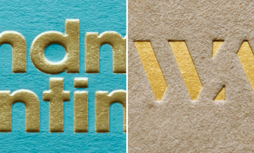Examples of embossed and debossed text