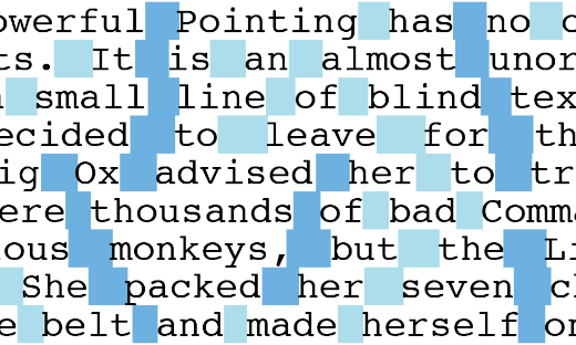 Paragraph of text with spaces between the words highlighted