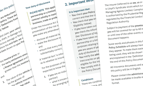 Sample pages from insurance policies I typeset for MB&G insurance