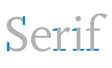 The word ‘serif’ with the serifs coloured in blue