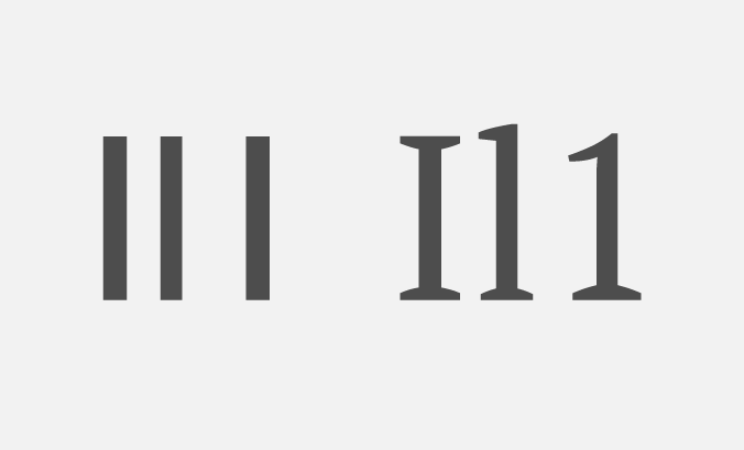 I l 1 being almost identical when written in Gill. They are different in PT Serif
