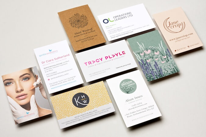 A selection of business cards using different design, typography, paper and finishes
