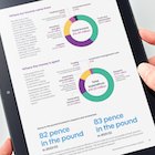 Infographics showing income and spending at Kidney Research UK, shown on a tablet screen 