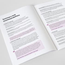 Summary and recommendations section of Kidney Research's Collectively common: the devastating impact of rare kidney diseases report, including testimonials