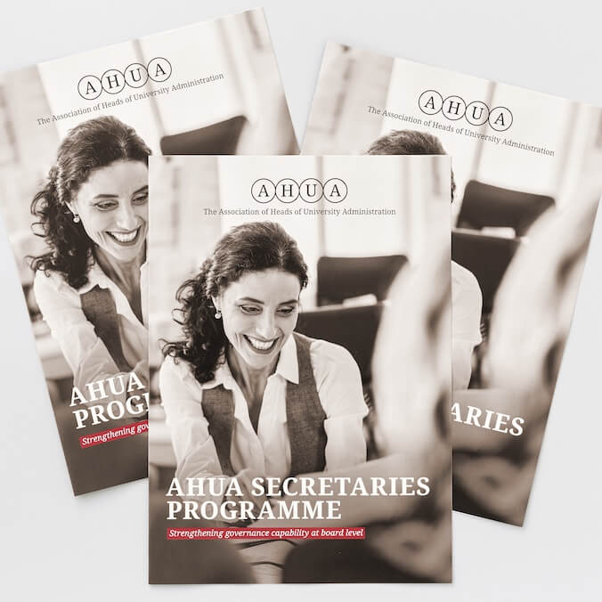 AHUA Secretaries Programme brochure designed by Lettica