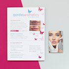 The back of the Gentle Aesthetics business cards uses the full-page image