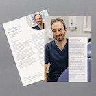 Bio card design featuring a full page image of Alan Purves on one side and his biographical information presented on the back.