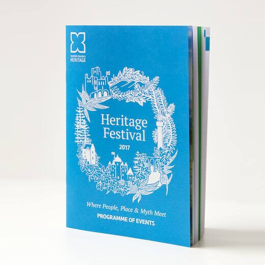 Design of printed marketing materials for Scottish Borders Heritage Festival by Lettica
